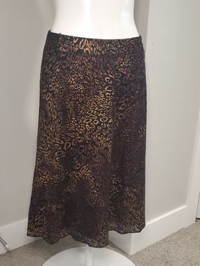 Laura Ashley Black and Brown Leopard Midi Skirt